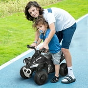 Aosom NO Power Ride on Push Car for Kids 4 Wheels Foot-to-Floor Sliding Walking ATV Toy with Music and Light for 18-36 Months, Black