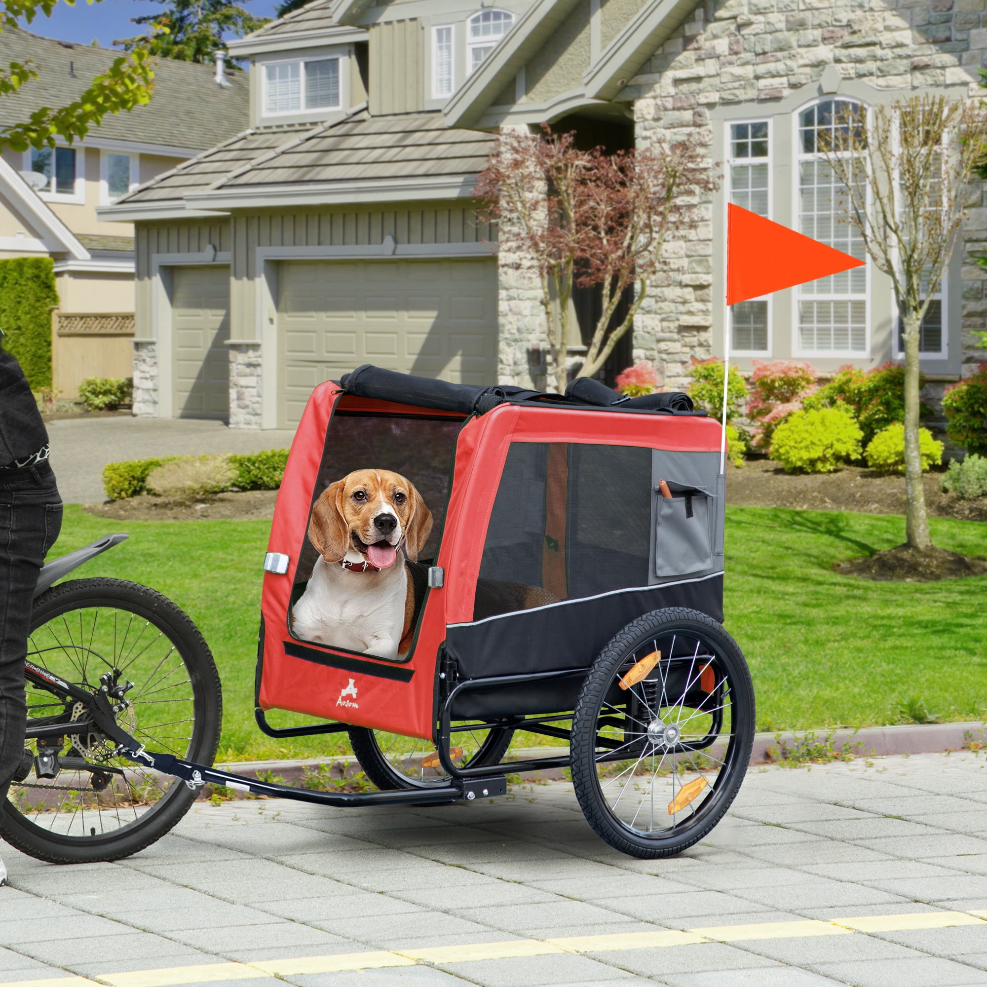 Red Medium Dog Bike Trailer with Suspension System