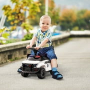 Aosom Police Car Ride-on with Megaphone, Kids Ride On Sliding Car with Hidden Under Seat Storage for 18 Months to 5 Years Old, White