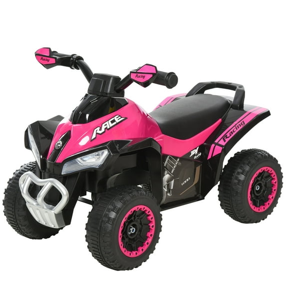 Aosom No Power Kids Ride On Push Car,Ride Racer,Foot-To-Floor Sliding Car,Walking Atv Toy with Music,Lights,For 1.5-3 Years Old,Pink,Pink Metal Toys Kids Bikes Riding Toys