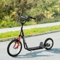 thumbnail image 1 of Aosom Teens Youth Kick Scooter Adjustable Handlebar Ride On Toy For 5+ w/ Front and Rear Dual Brakes Inflatable Wheels, Black, 1 of 9