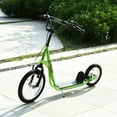 thumbnail image 1 of Aosom Teens Youth Kick Scooter Adjustable Handlebar Ride On Toy For 5+ w/ Front and Rear Dual Brakes Inflatable Wheels, Green, 1 of 9