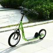 Aosom Teens Youth Kick Scooter Adjustable Handlebar Ride On Toy For 5+ w/ Front and Rear Dual Brakes Inflatable Wheels, Green