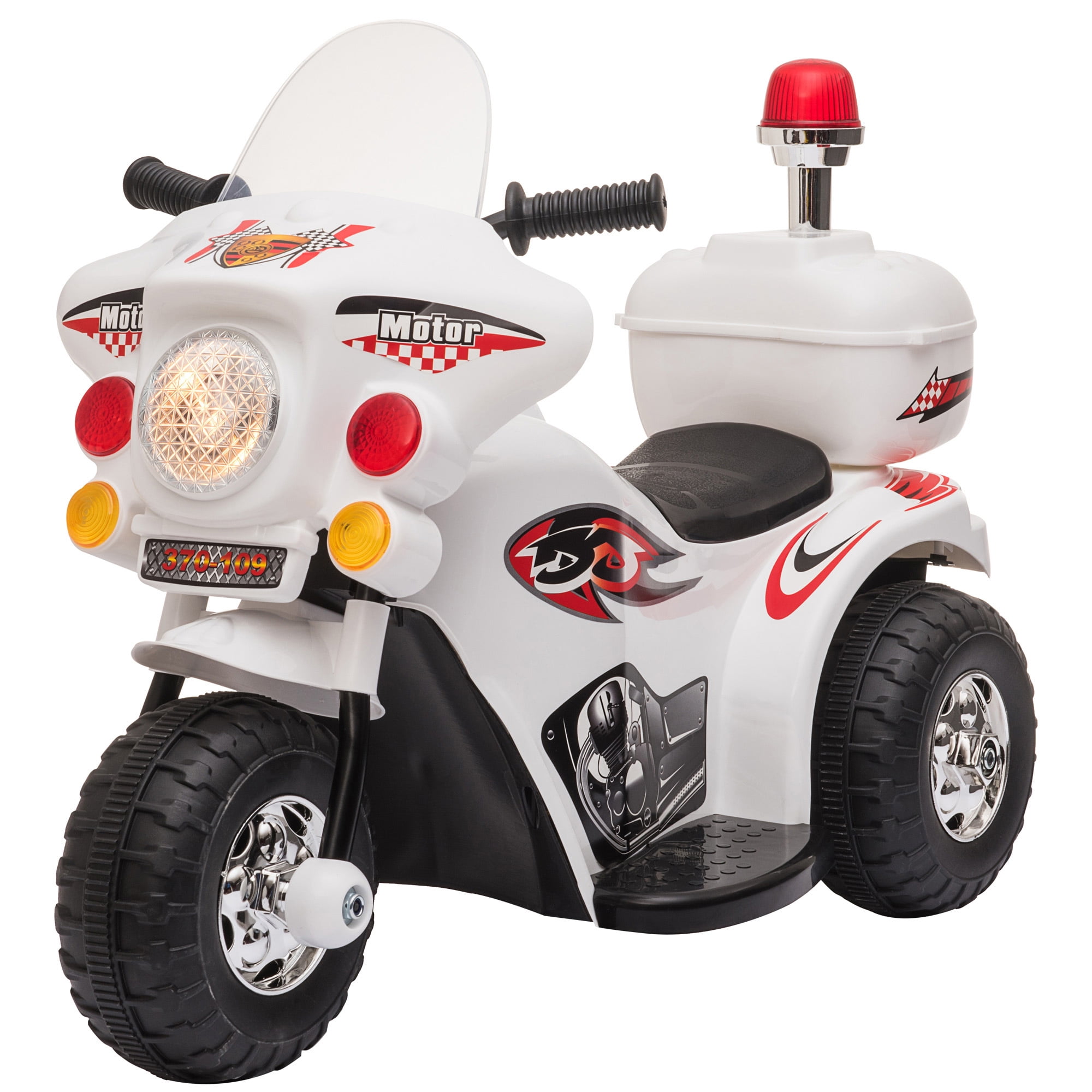 Aosom White 6 V Motorcycle Powered Ride-On with Music & Horn Buttons ...