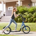 thumbnail image 1 of Aosom Youth Scooter, Kick Scooter with Adjustable Handlebars, Double Brakes, 16" Inflatable Rubber Tires, Basket, Cupholder, Blue, 1 of 9
