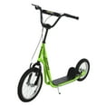 thumbnail image 1 of Aosom Youth Scooter, Teens Kick Scooter, Adjustable Handlebar Ride On Toy for 5+ with 16" Front and 12" Rear Dual Brakes Inflatable Wheels, Green, 1 of 9