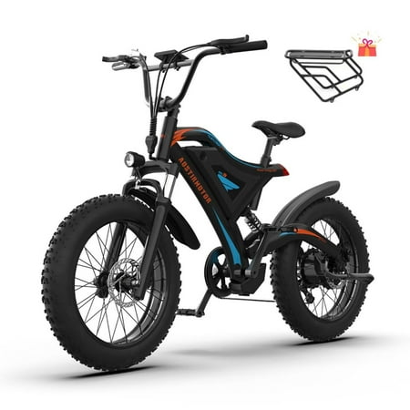 Aostirmotor Electric Bike with 500W(Peak 650W) Motor 48V 15AH Removable Lithium Battery, Max Range 25Miles(Pedal-Assist), 20x4 inch Tires Ebike for Adults UL2849