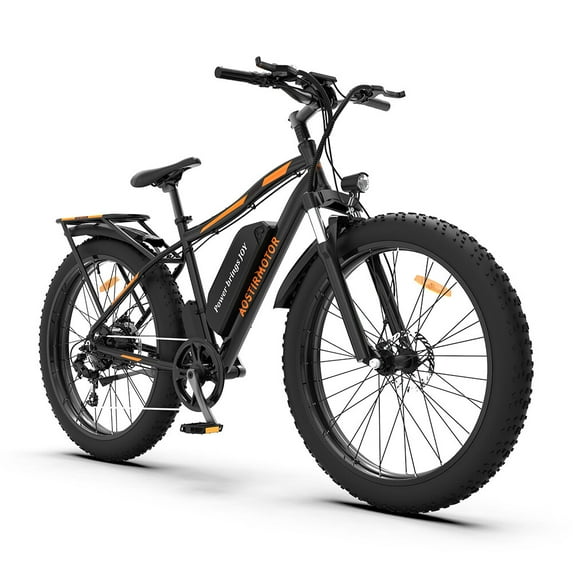Aostirmotor Electric Bike with 48V 13AH Battery with Rack and Fender,26x4.0 inch Fat Tire Ebike for Adults(Black)UL2849