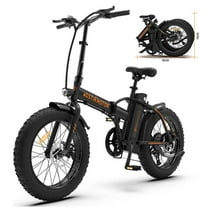 Aostirmotor Folding Electric Bike 20 inch Fat Tire , with 500W Motor, 36V 13AH Removable Lithium Battery,Ebikes for Adults UL2849（Black）