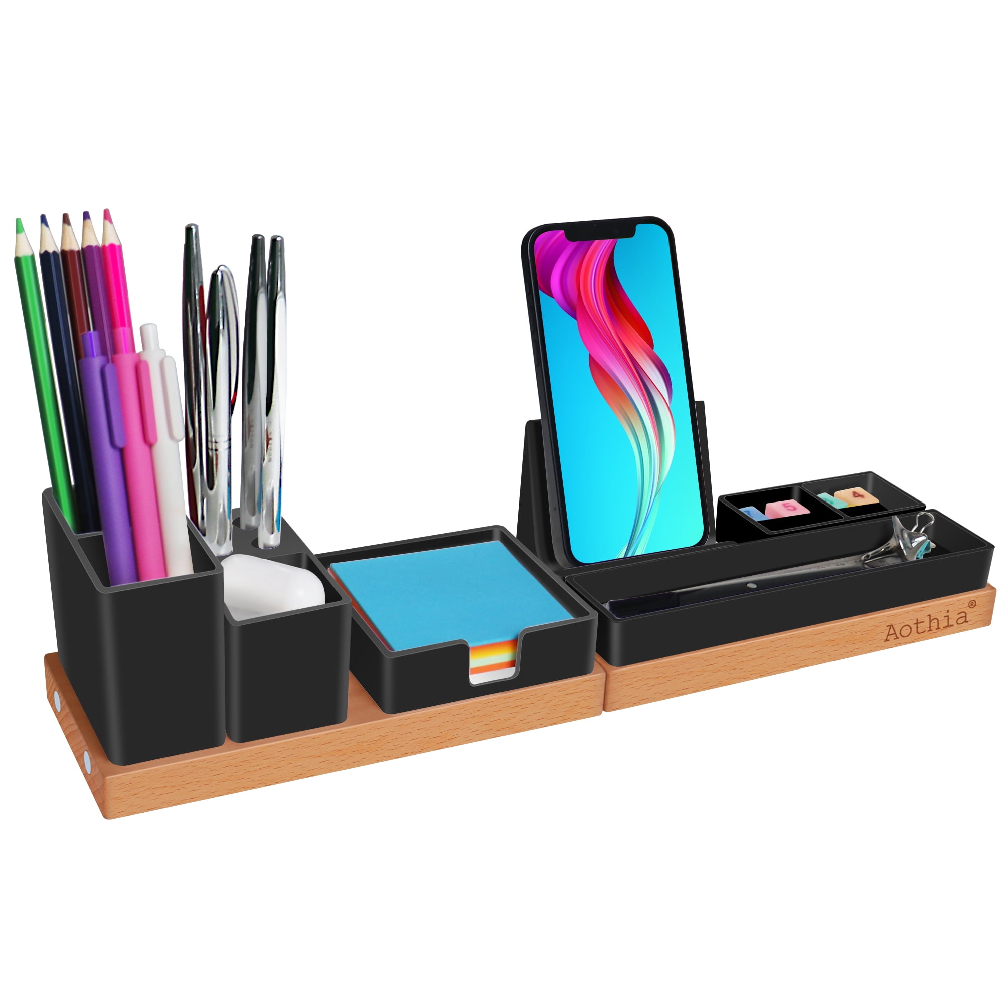 Aothia Desk Organizer, Office Accessories Storage with Magnetic  (Black)