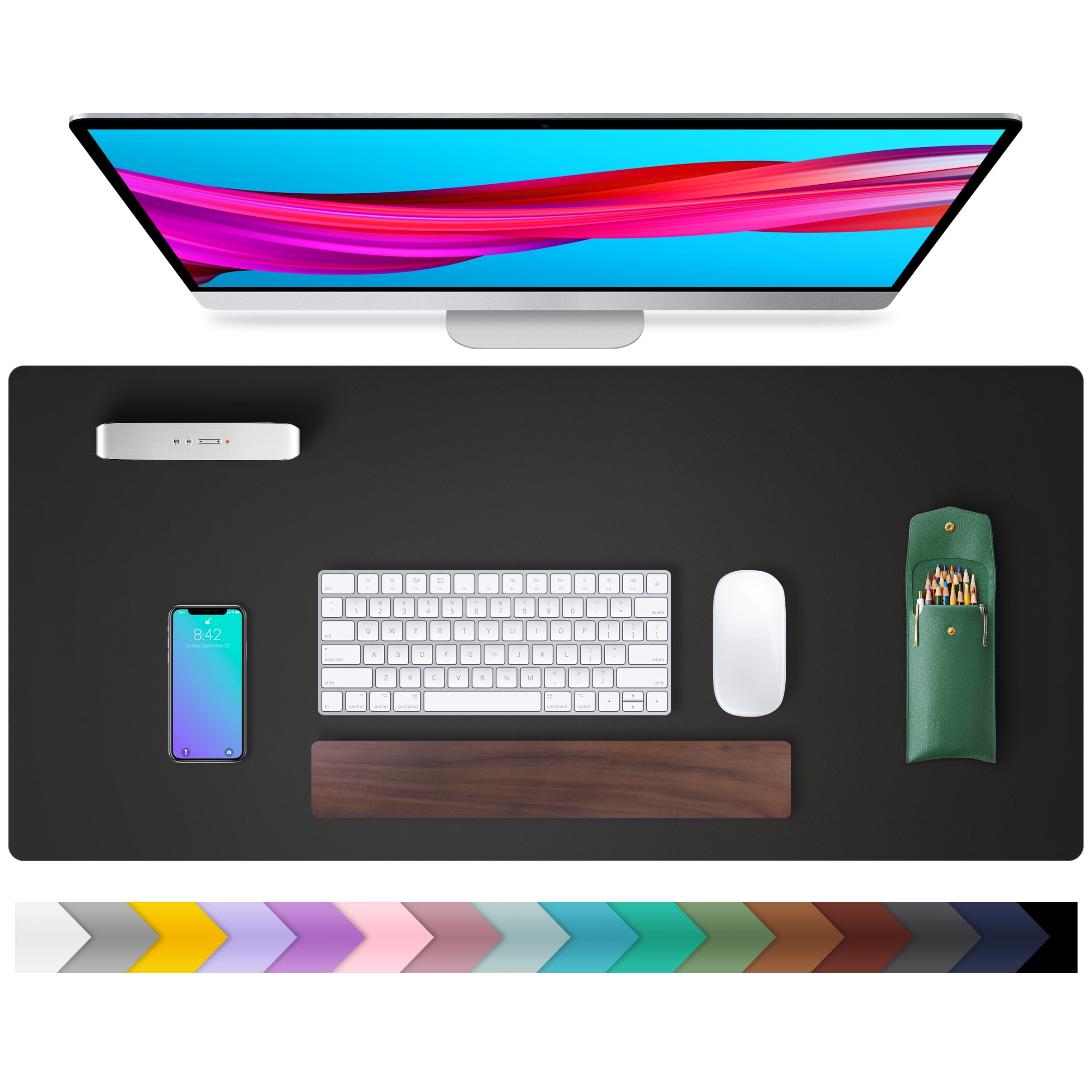 Aothia Desks Mat，Office Desk Pad, Mouse Pad, NonSlip PU Leather Desk Blotter,31.5" x 15.7