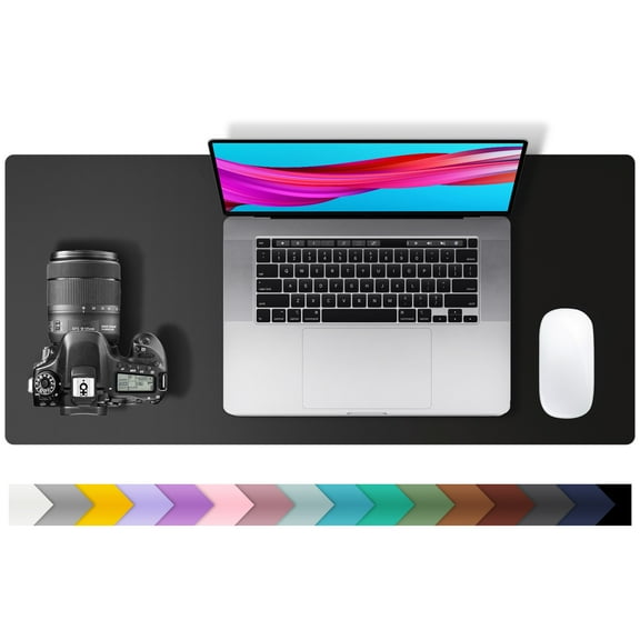 Aothia Leather Desk Pad Protector ,Mouse Pad,Office Desk Mat,23.6" x 13.7" Black