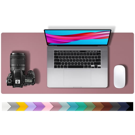 Aothia Leather Desk Pad Protector ,Office Mouse Pad, 23.6" x 13.7",Dark Pink