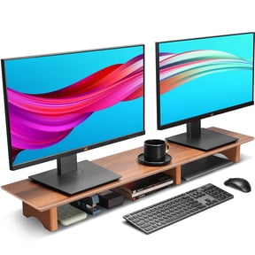 Aothia Monitor Stand,Wooden Riser Supports Laptop Computer/TV((Black Walnut)