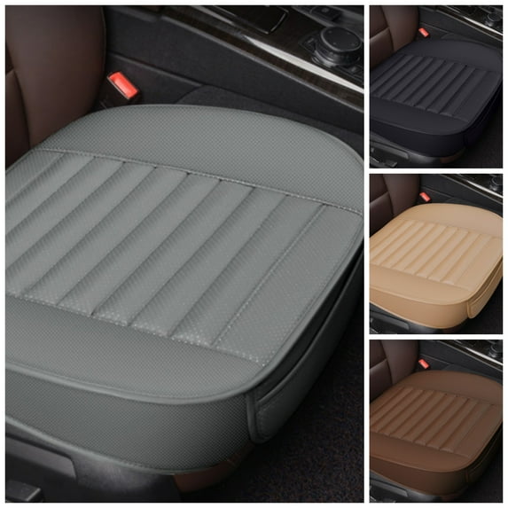 Aotiyer 2PCS Luxury PU Leather Car Seat Cover Automotive Front Seat Protector Front Bottom Seat Cushion Pad Mat with Storage Pocket Fits 95% of Vehicles - 1 Piece, Grey