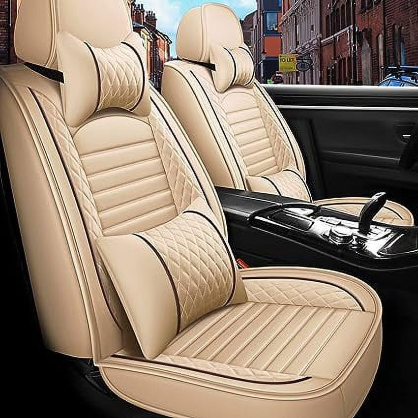 Aotiyer Full Set Car Seat Covers, Crown PU Leather Car Seat Cover Full Surround, Durable Comfortable Automotive Vehicle Cushion Cover Fit for Most 5 Seats Cars/SUV/Truck/Vans