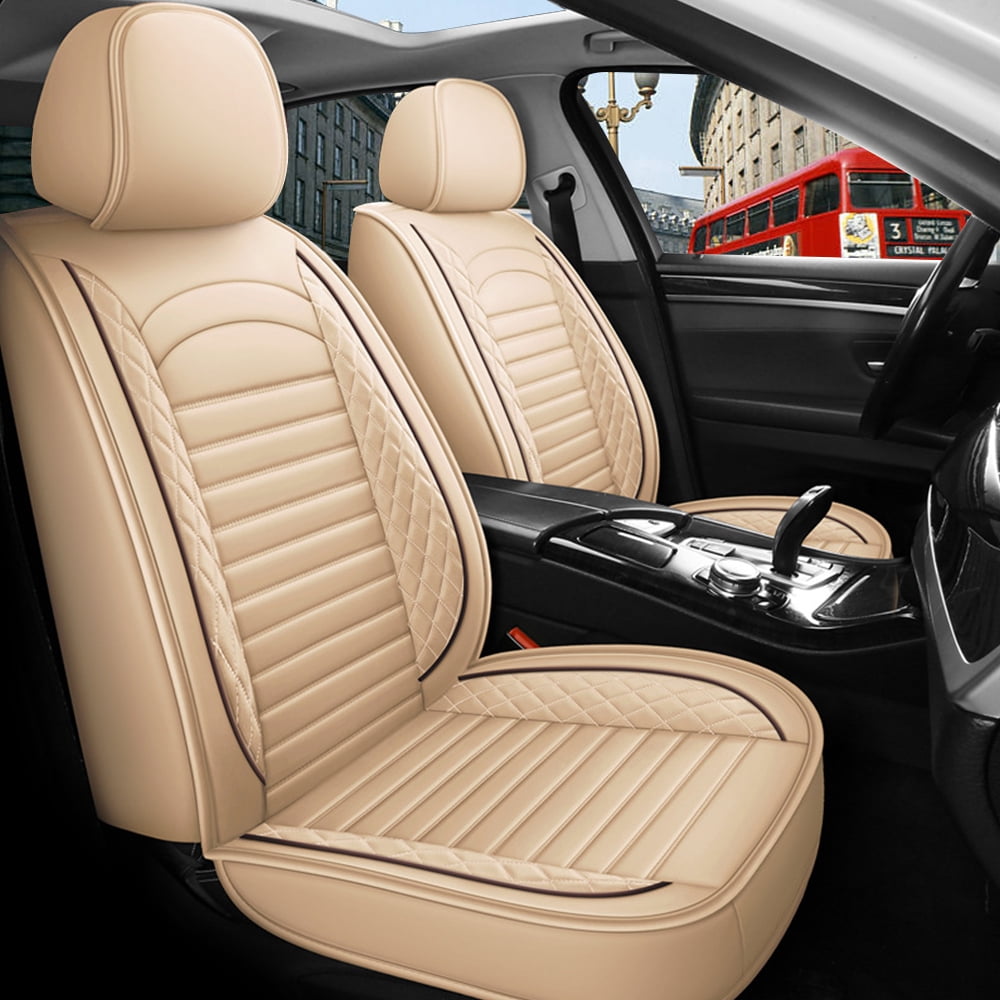 Aotiyer Full Set Car Seat Covers, Crown PU Leather Car Seat Cover Full Surround, Durable Comfortable Automotive Vehicle Cushion Cover Fit for Most 5 Seats Cars/SUV/Truck/Vans