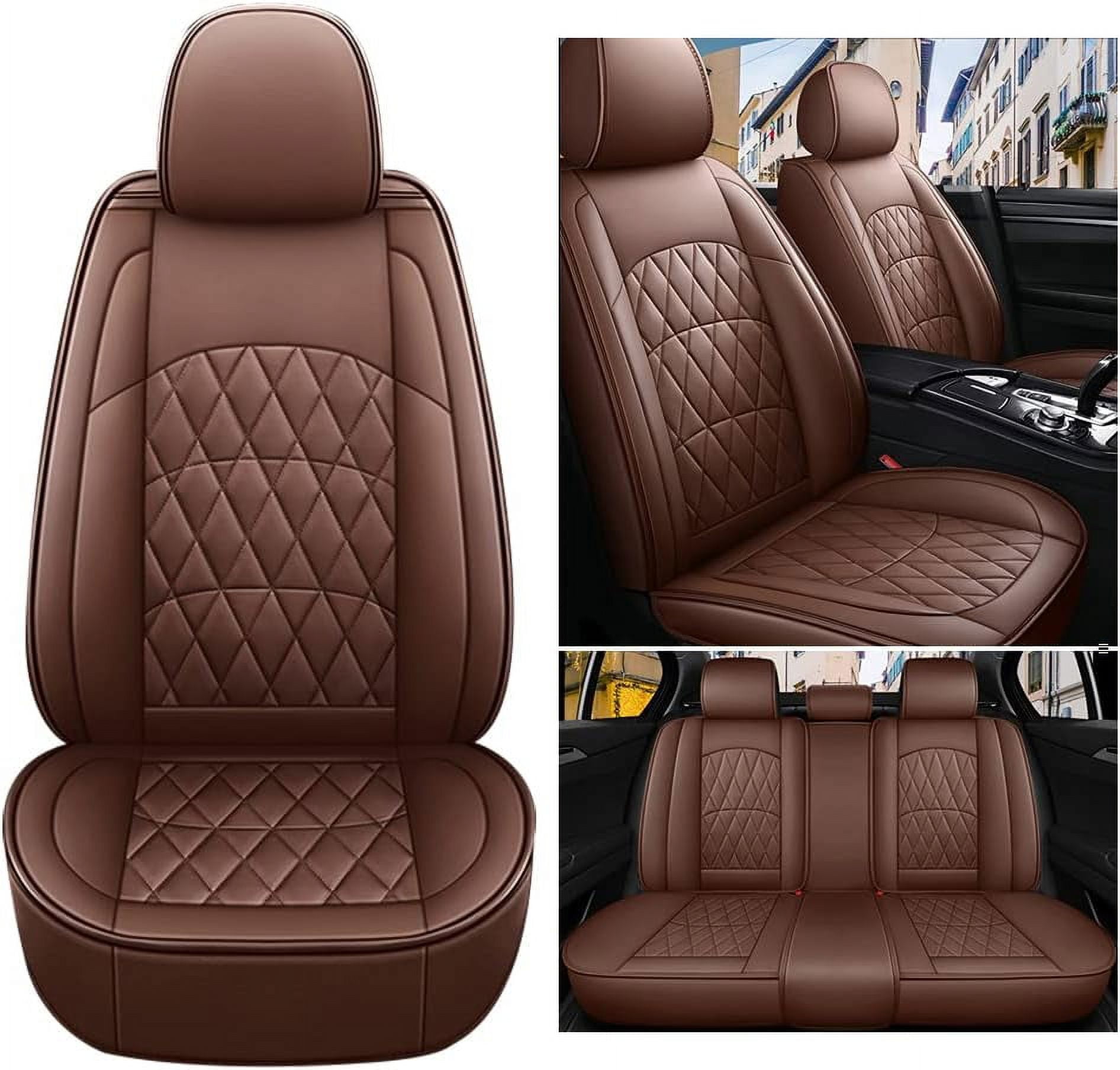 AOOG Leather Car Seat Covers PCS Front, Breathable Faux