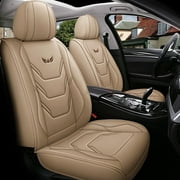 Aotiyer Leather Car Seat Covers Full Set Universal Car Seat Covers Accessories Pu Breathable Waterproof Fit for Most Cars SUV Pick-up Truck Cushion Protector Automotive Vehicle