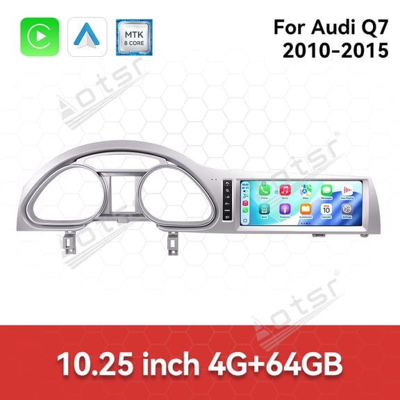 Aotsr 10.25 inch Android 14 Carplay For Audi Q7 2005-2015 Car Radio GPS Navigation Auto Stereo Multimedia Player Head Unit Radio Tape