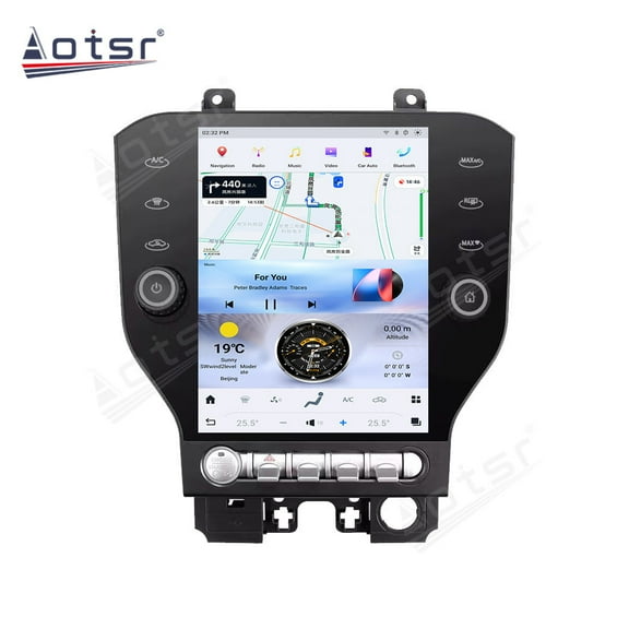 Aotsr 10.5 inch Car Radio for Ford Mustang(Manual) 2015-2020 Stereo Replacement Tesla Style Multimedia Player Head Unit IPS Screen GPS Navigation