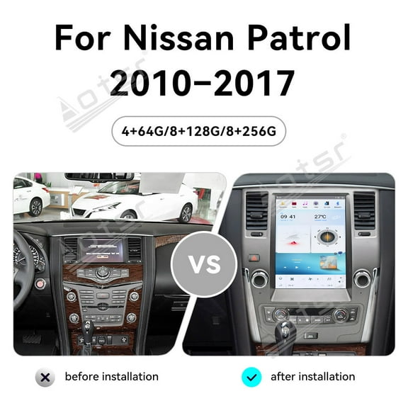 Aotsr 12.1 inch Tesla style screen car radio player for Nissan Patrol 2010-2017 Android head unit IPS touch screen car GPS navigation multimedia player