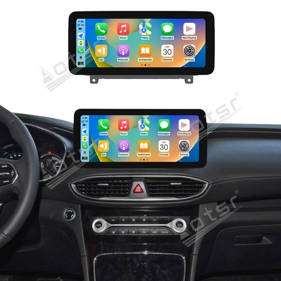 Aotsr 12.3 Inch For Hyundai Santa Fe 2019-2021 Android 14 Car Screen Stereo Radio Wireless GPS Navigation Android Auto&Carplay