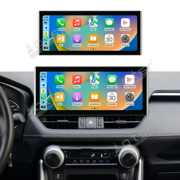 Aotsr 12.3 inch Android Car Head Unit Compatible For Toyota RAV4/Wildlander 2020-204 (Square/Rounded Dashboard) Wireless CarPlay Support GPS Car Radio