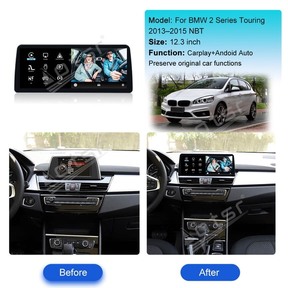 Aotsr 12.3 inch Car Radio For BMW 2 Series Touring 2013-2015 Linux Carplay Auto Multimedia Player GPS Navigation Screen Head Unit