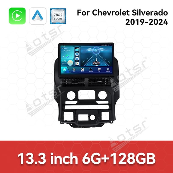 Aotsr 13.3 inch Screen For GMC Sierra Chevrolet Silverado 2019-2024 Car gps navi Multimedia Radio Player Android head Unit