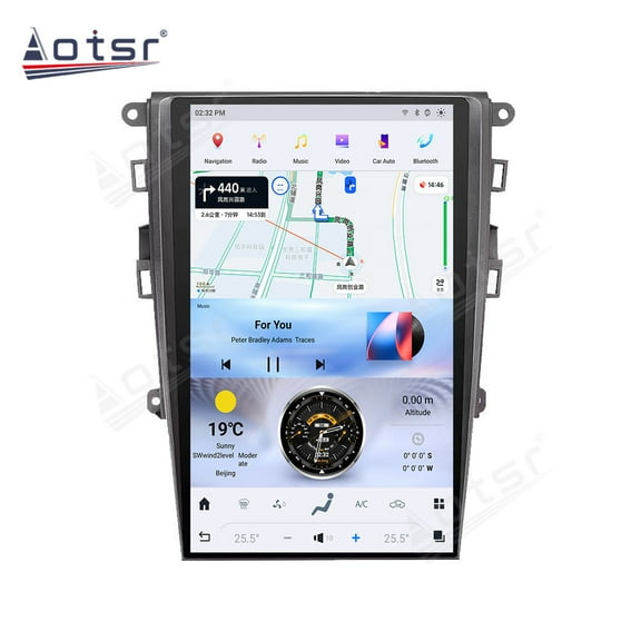 Aotsr 13.6 inch Android 13 Car Radio for Ford Mondeo 2013-2021 Stereo Replacement Tesla Style Multimedia Player Head Unit IPS Screen GPS Navigation