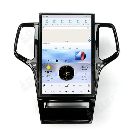 Aotsr 14.4 Inch Android 13 Car Radio for Jeep Grand Cherokee 2011-2013 Stereo Upgrade Tesla Style IPS Touch Screen Android Auto GPS Navigation Head Unit Multimedia Player