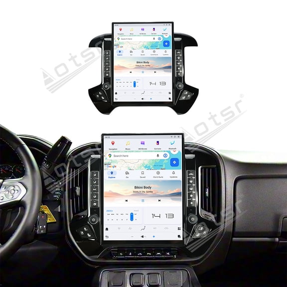 Aotsr 15.6 inch Android For Chevrolet Silverado GMC Sierra 2013-2019 Car Player Radio GPS Navigation Stereo Multimedia Head Unit Screen