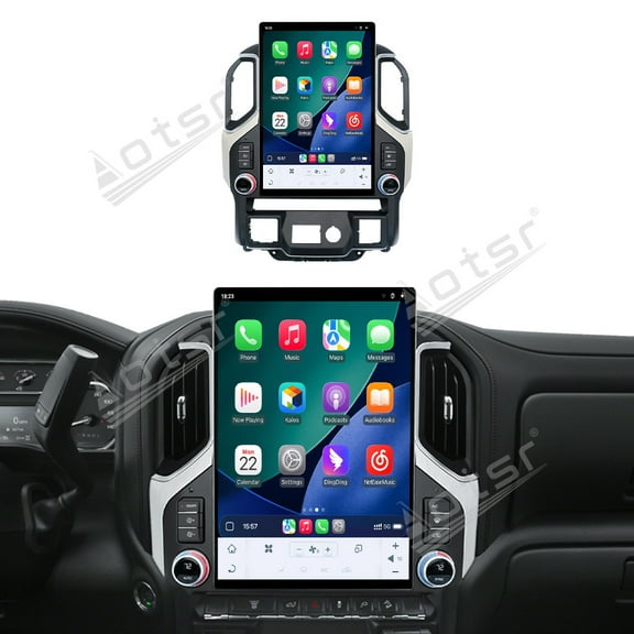 Aotsr 15.6 inch Screen Car Radio For Chevrolet Silverado GMC Sierra 2019-2022 Android Auto GPS Navigation Multimedia Stereo Receiver