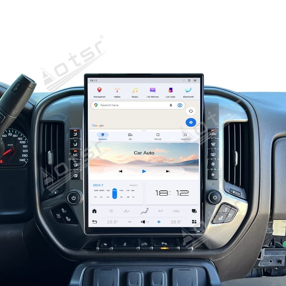Aotsr 15.6 inch Tesla Style Android 15 Car Radio For Chevrolet Silverado 2014-2019 Car Multimedia Player GPS Navigation Head Unit