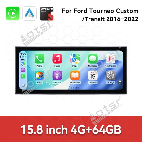 Aotsr 15.8 inch Android 15 Car Radio For Ford Tourneo Custom/Transit 2016-2022 HD Multimedia Video Player Navigation GPS DVD 4G DSP Stereo Bluetooth