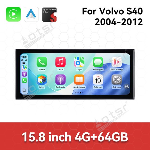 Aotsr 15.8 inch Android 15 Car Radio For Volvo S40 2004-2012 HD Multimedia Video Player Navigation GPS DVD 4G DSP Stereo Bluetooth