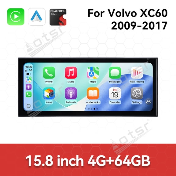 Aotsr 15.8 inch Android 15 Car Radio For Volvo XC60 2009-2017 HD Multimedia Video Player Navigation GPS DVD 4G DSP Stereo Bluetooth
