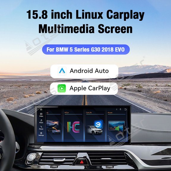 Aotsr 15.8 inch Linux Carplay Screen for BMW 5 Series G30 2018 EVO IPS Touch Stereo Unit Multi Storage 4G DSP BT5.0 GPS