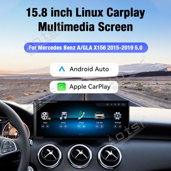 Aotsr 15.8 inch Linux Carplay Screen for Mercedes Benz A/GLA X156 2015-2019 NTG5.0 IPS Touch Stereo Unit Multi Storage 4G DSP BT5.0 GPS