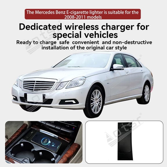 Aotsr AI car Auto wireless charger for the Mercedes Benz E-cigarette lighter is suitable for the 2008-2011 models aresuitable Intelligent Infrared Fast Wireless Charging