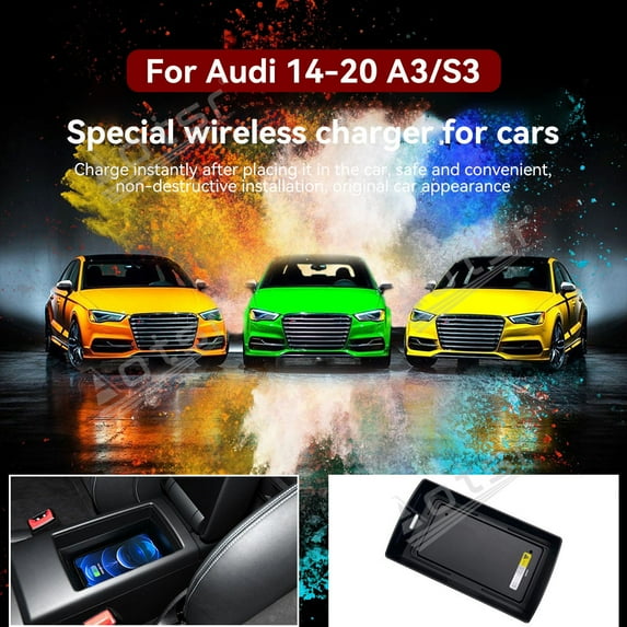 Aotsr AI car Auto wireless charger for Audi A3/S3 2014-2020 Intelligent Infrared Fast Wireless Charging