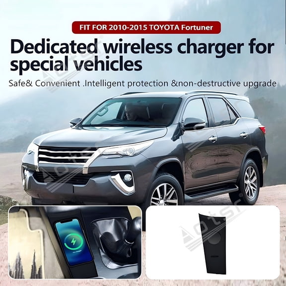 Aotsr AI car Auto wireless charger for Toyota Fortuner 2010-2015 Intelligent Infrared Fast Wireless Charging