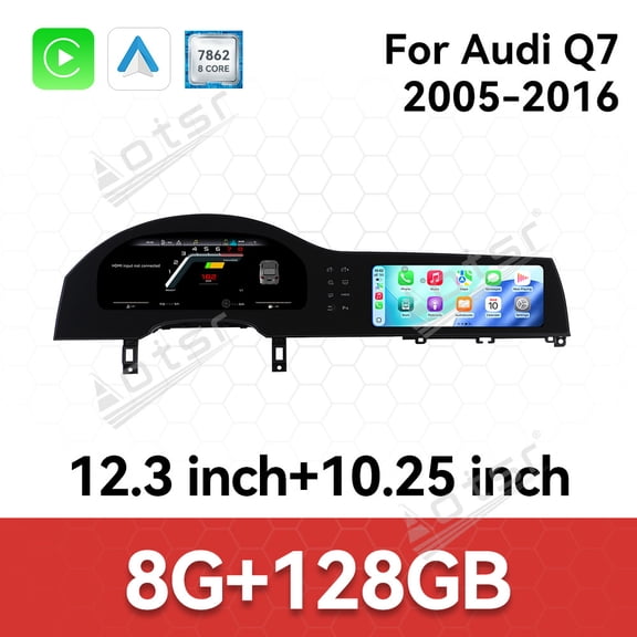 Aotsr Car Multimedia Player For Audi Q7 2005-2016 GPS Android Auto Carplay Tape Recorder DSP Digital Cluter LCD Dash 24.6" Dual Screen
