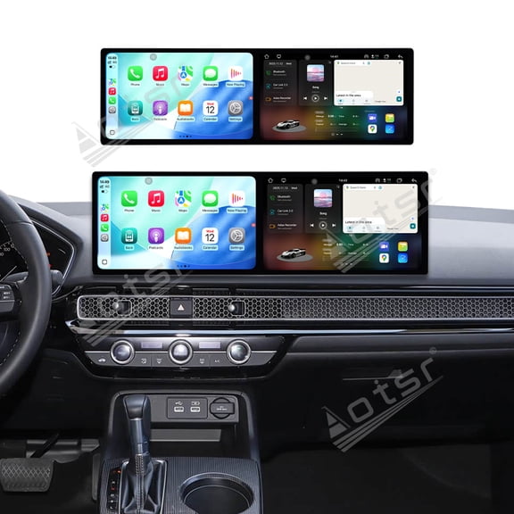 Aotsr Dual 10.1 inch Screen Car Radio for Honda Civic 2022 Android 15 Multimedia Player GPS Navigation Auto DSP Stereo Host