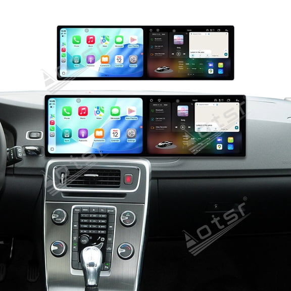 Aotsr Dual 10.1 inch Screen Car Radio for Volvo V60 2012-2018 Android 15 Multimedia Player GPS Navigation Auto DSP Stereo Host