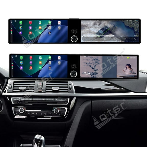 Aotsr Dual 12.3 inch Screen Carplay Android 14 Car GPS Navigation for BMW 3 series 4 series 2018-2019 EVO Head Unit Multimedia Player Car Radio