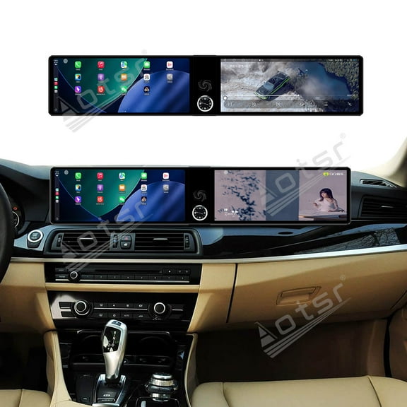 Aotsr Dual 12.3 inch Screen Carplay Android 14 Car GPS Navigation for BMW 5 Series 2010-2017 CIC NBT Head Unit Multimedia Player Car Radio