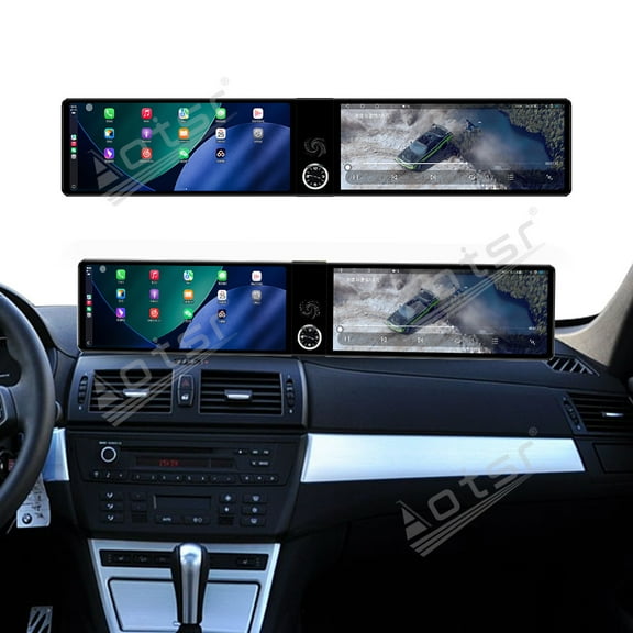 Aotsr Dual 12.3 inch Screen Carplay Android 14 Car GPS Navigation for BMW X3 2005-2010 CCC Head Unit Multimedia Player Car Radio