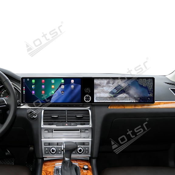 Aotsr Dual 12.3 inch Touch Screen Android 13 Qualcomm 8 CORE Carplay Car Radio For Audi Q7 2010-2015 Car GPS Navigation Multimedia